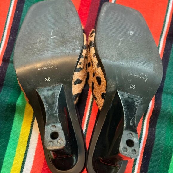 VTG LUICHINY CHEETAH PRINT HEELED PUMPS ~ OPEN TOE, 3" HEEL, MADE IN BRAZIL - Picture 5 of 8